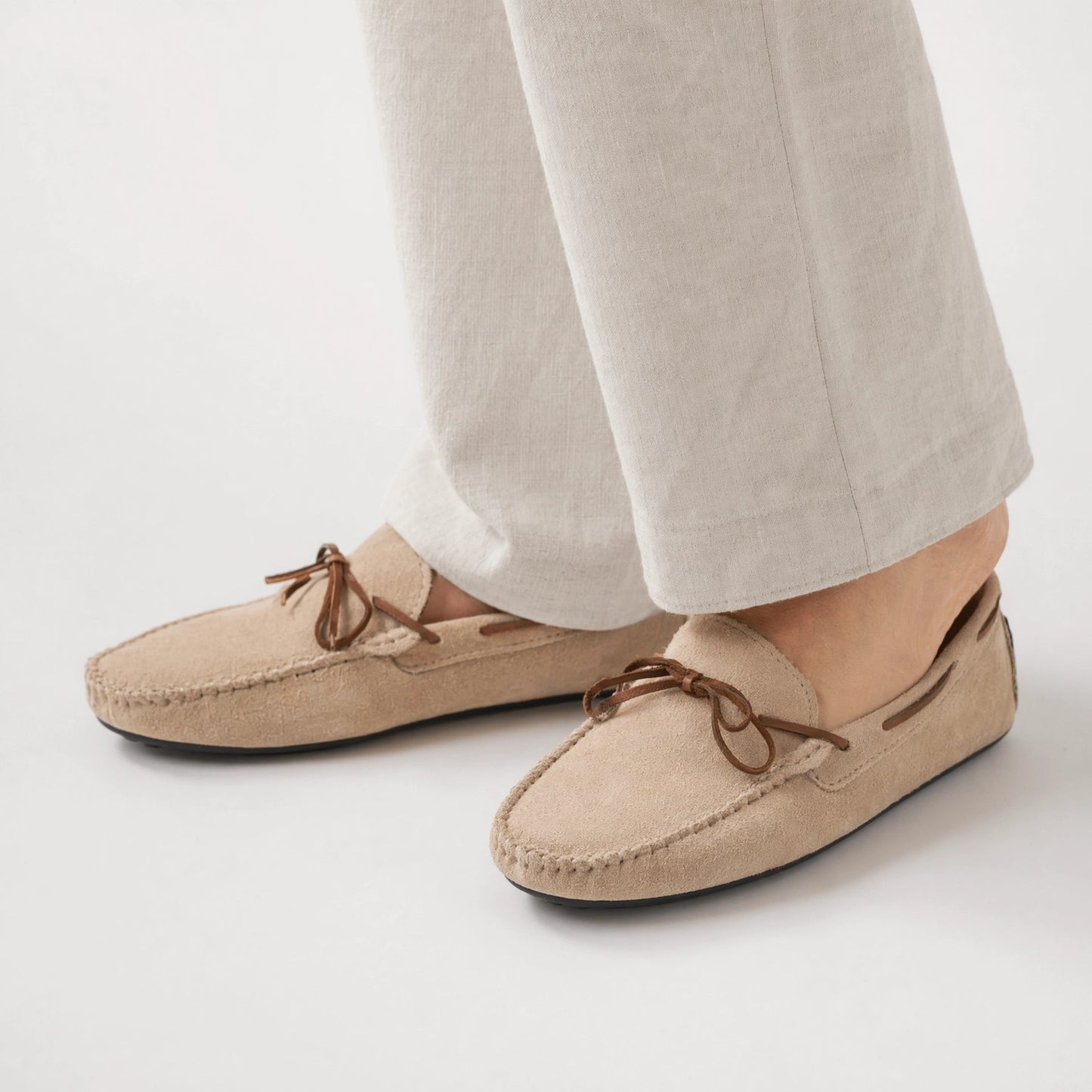 Men's Suede Boat Loafers with Laces