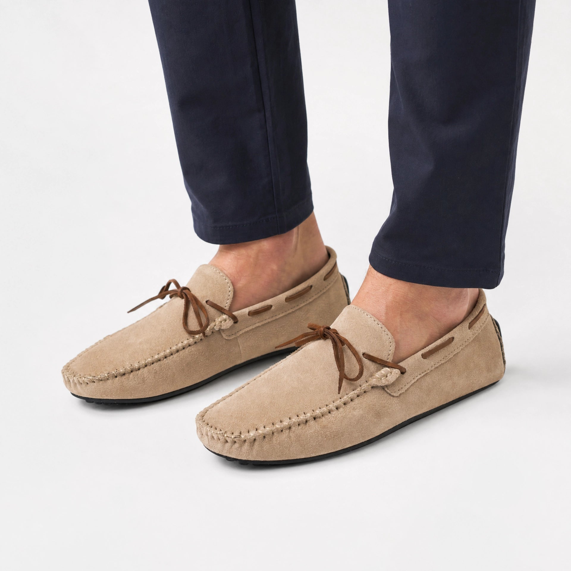 Men's Suede Boat Loafers with Laces