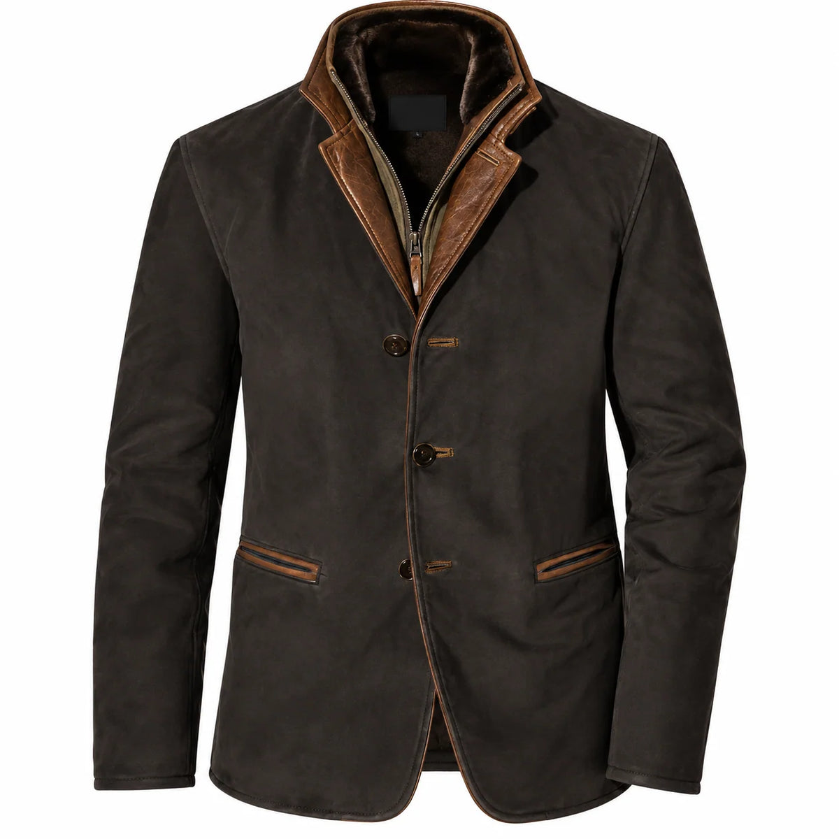 Men's Suede-Look Blazer Jacket with Classic Lapel
