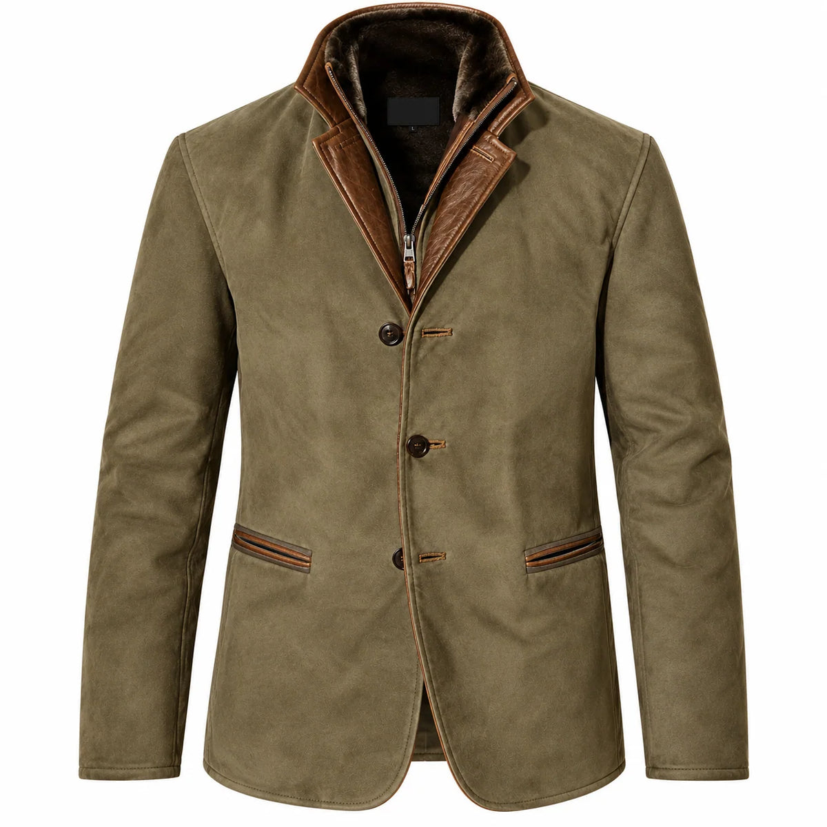 Men's Suede-Look Blazer Jacket with Classic Lapel