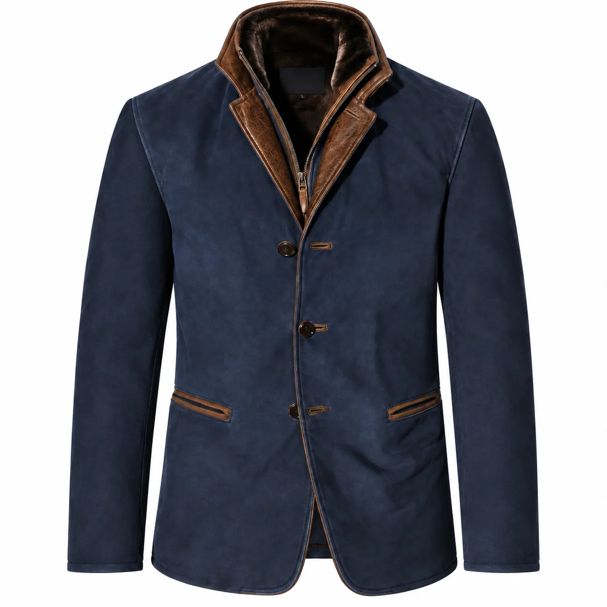 Men's Suede-Look Blazer Jacket with Classic Lapel