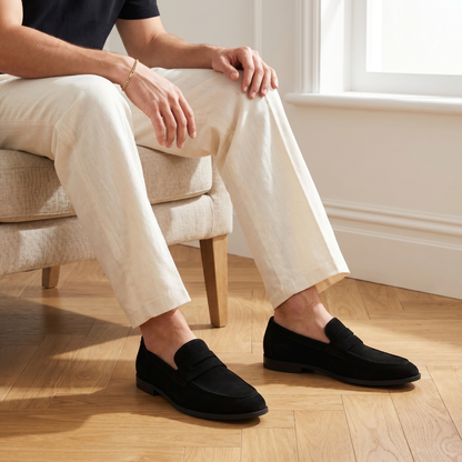 Men's Suede Penny Loafers