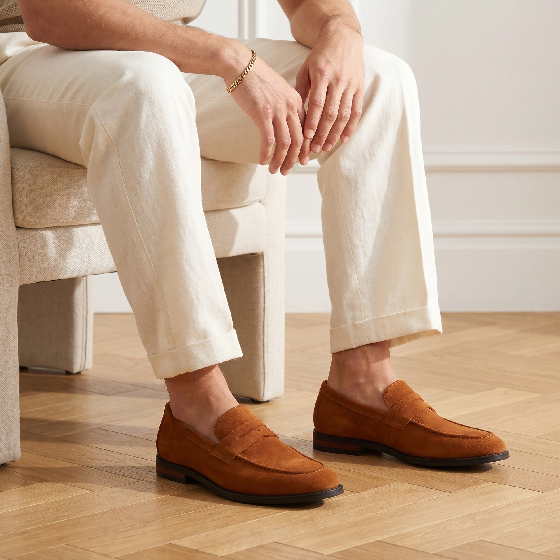 Men's Suede Penny Loafers