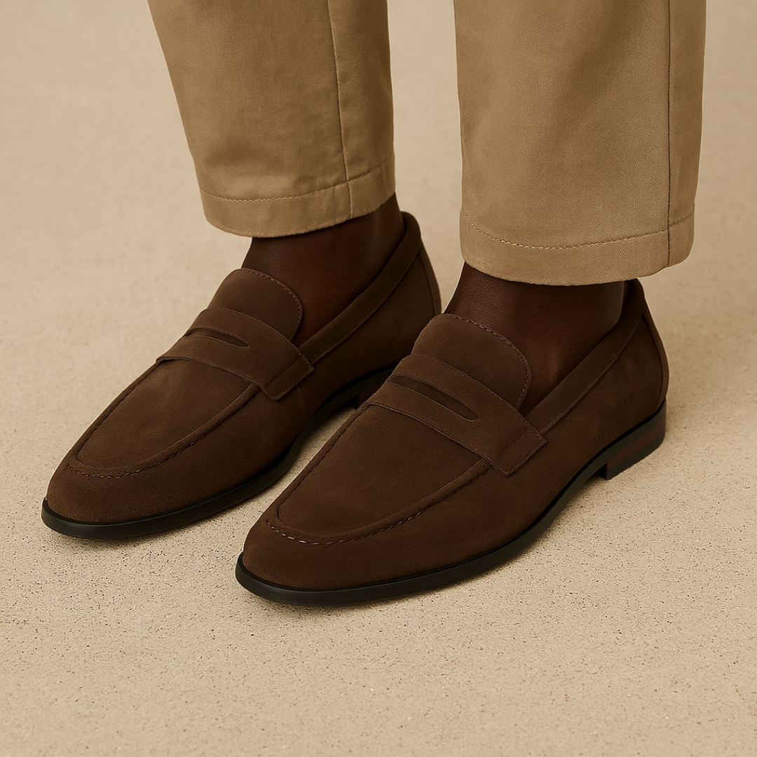 Men's Suede Penny Loafers - Classic Loafer Shoes