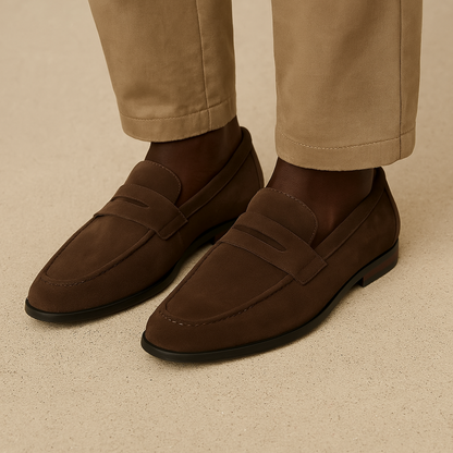 Men's Suede Penny Loafers - Classic Loafer Shoes