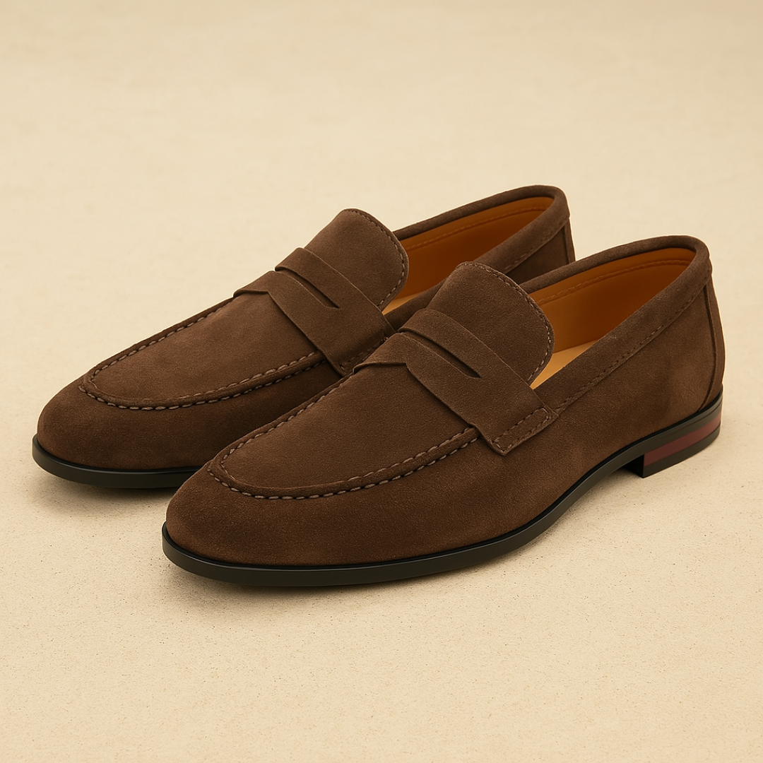 Men's Suede Penny Loafers - Classic Loafer Shoes