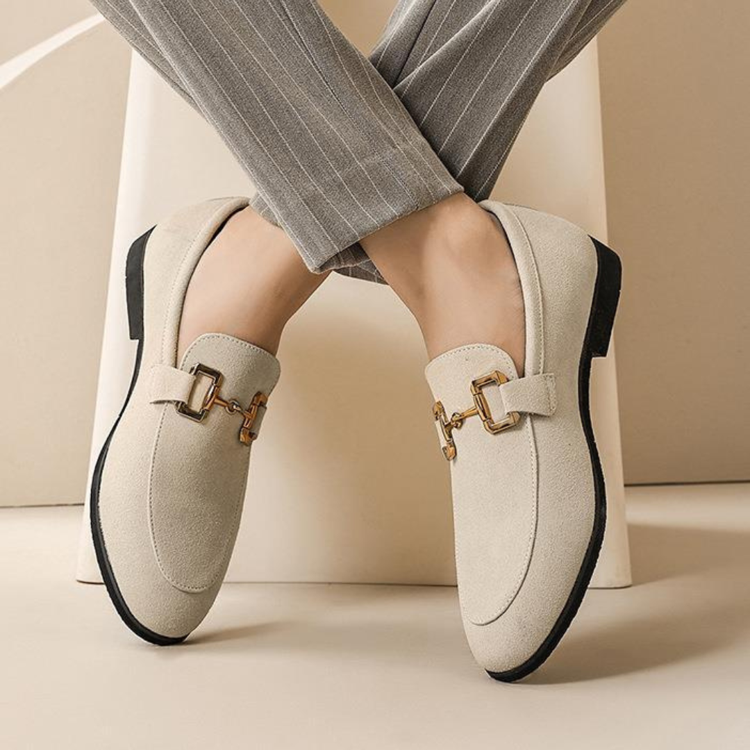 Men's Suede Penny Loafers - Elegant Loafer Shoes for Men