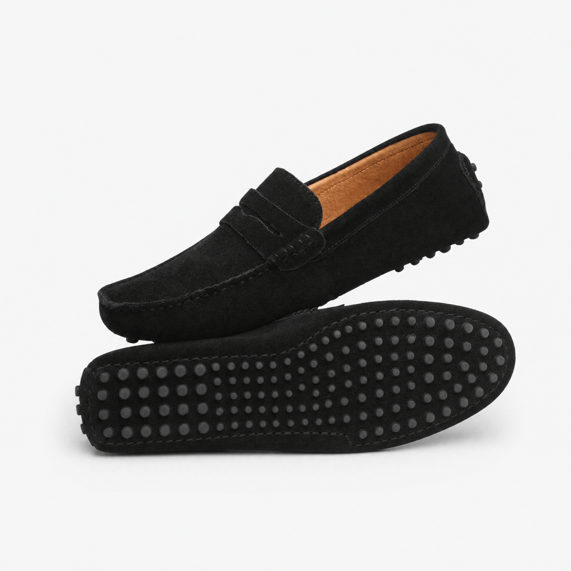 Men's Suede Penny Loafers with Vintage Detail
