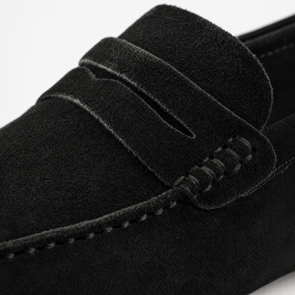 Men's Suede Penny Loafers with Vintage Detail