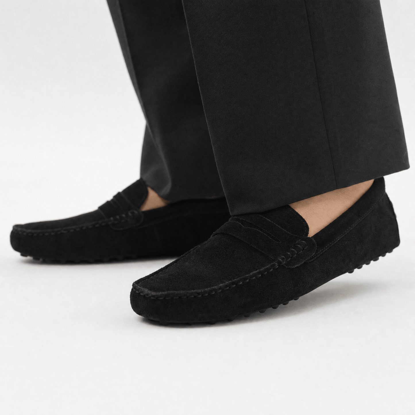 Men's Suede Penny Loafers with Vintage Detail