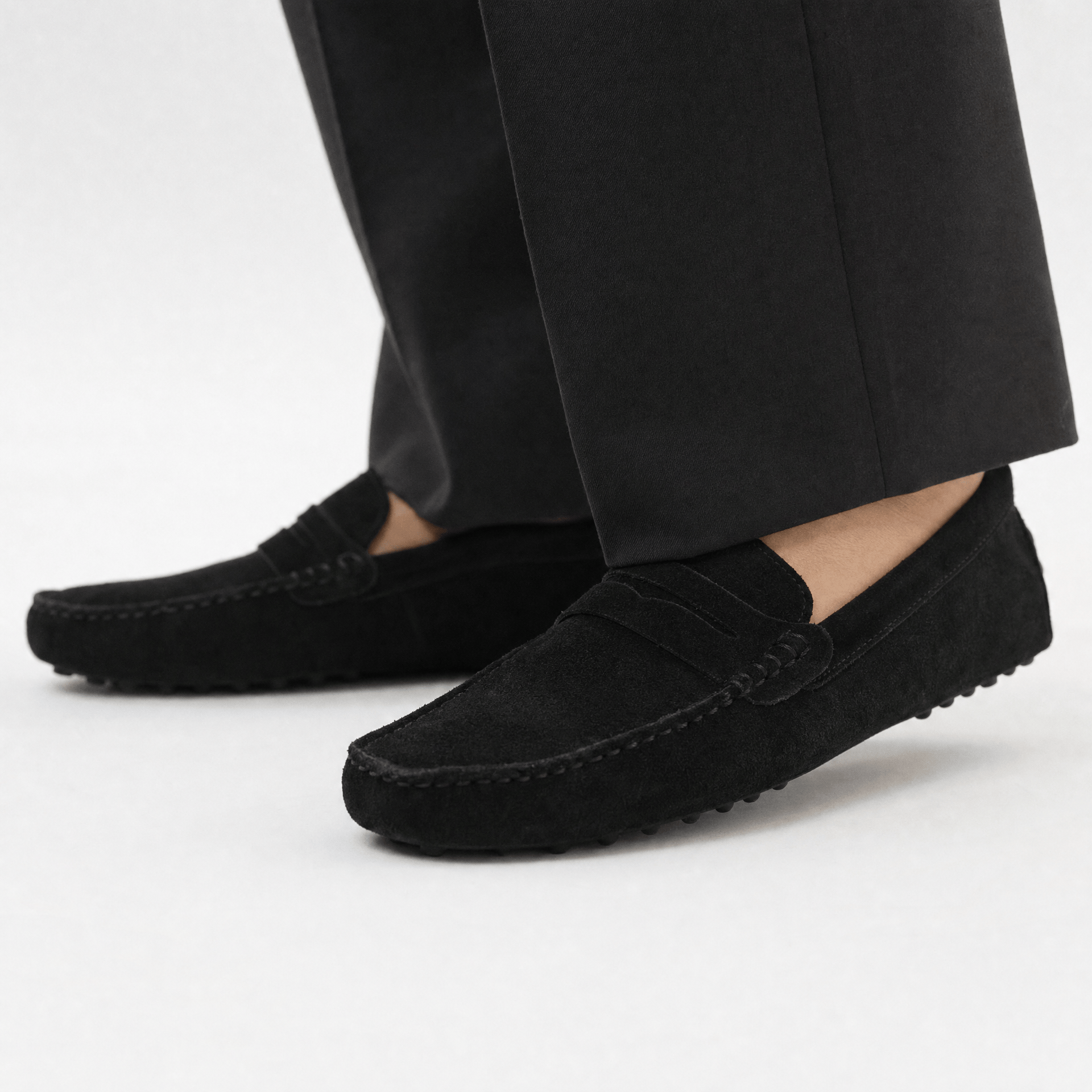 Men's Suede Penny Loafers with Vintage Detail