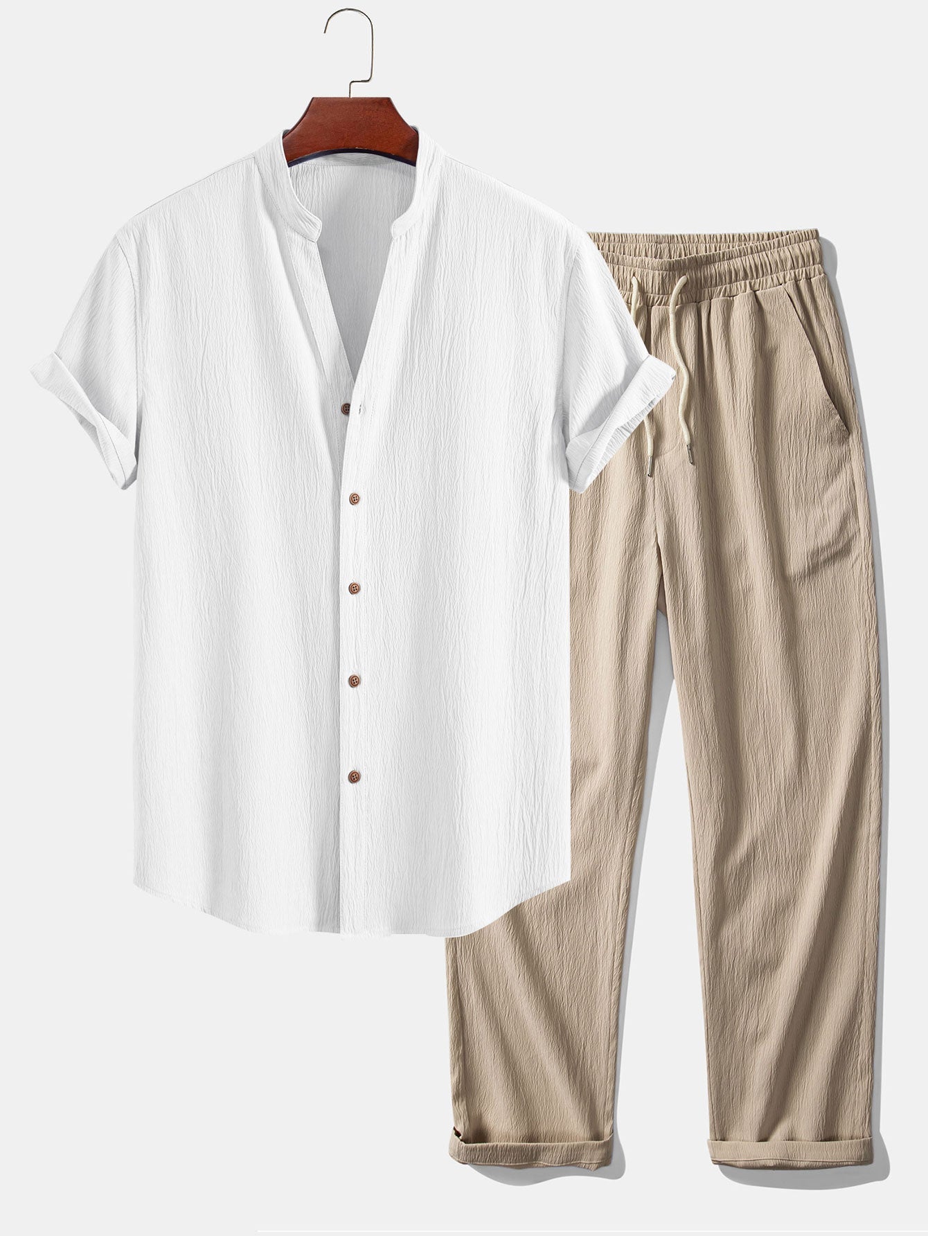 Men's Summer Relaxed Short-Sleeve Shirt and Trousers Set