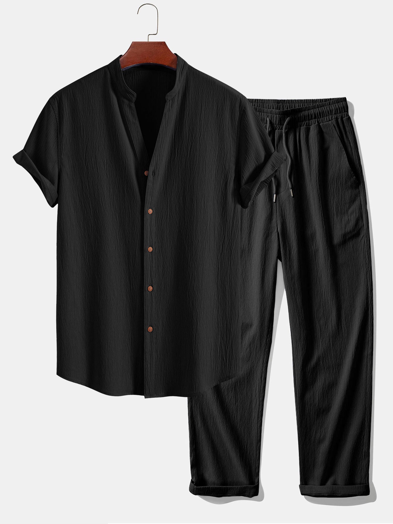 Men's Summer Relaxed Short-Sleeve Shirt and Trousers Set