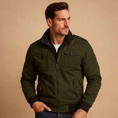 Men's Tactical Bomber Jacket with High Collar