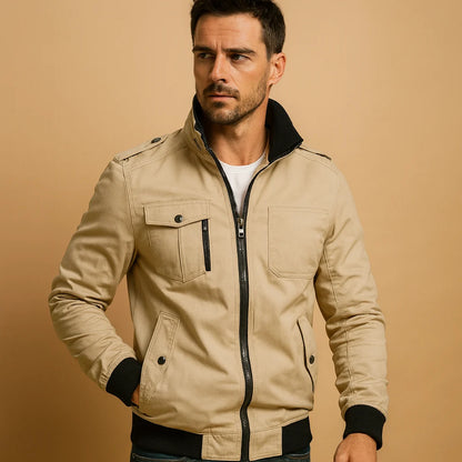 Men's Tactical Bomber Jacket with High Collar