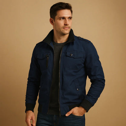 Men's Tactical Bomber Jacket with High Collar