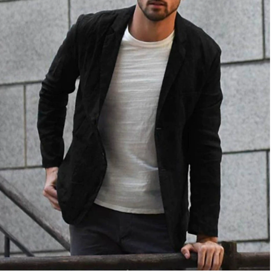 Men's Tailored Fit Linen Blazer Jacket