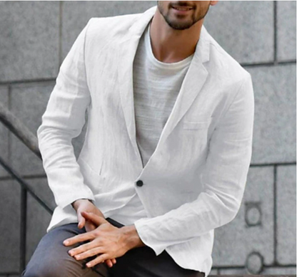 Men's Tailored Fit Linen Blazer Jacket