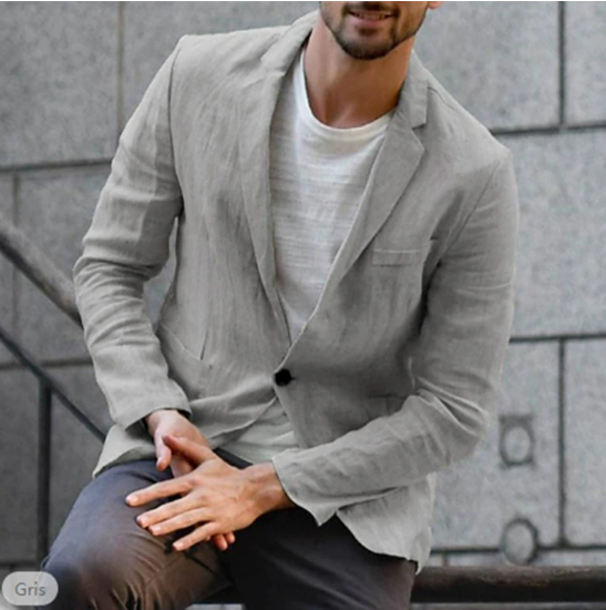 Men's Tailored Fit Linen Blazer Jacket