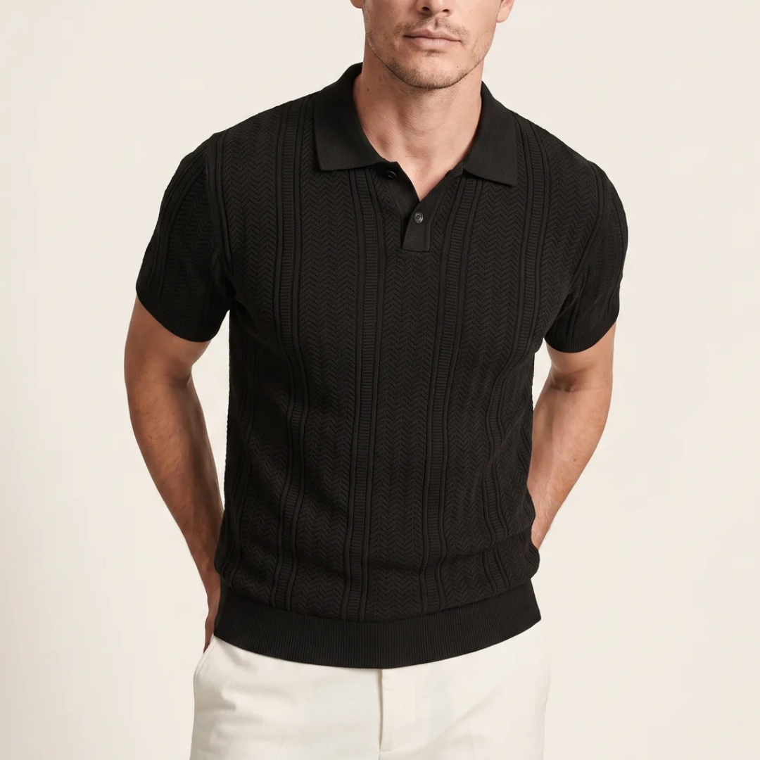 Men's Textured Knit Polo Shirt