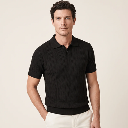 Men's Textured Knit Polo Shirt