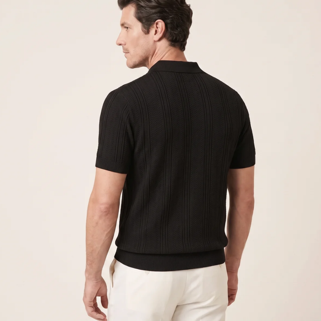 Men's Textured Knit Polo Shirt