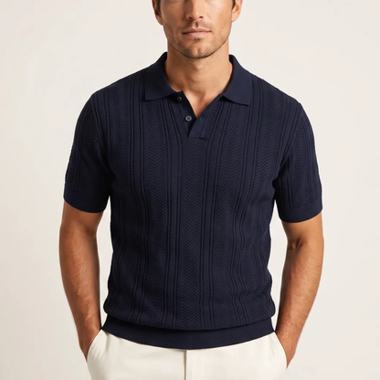 Men's Textured Knit Polo Shirt