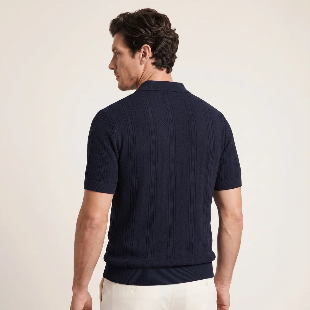 Men's Textured Knit Polo Shirt