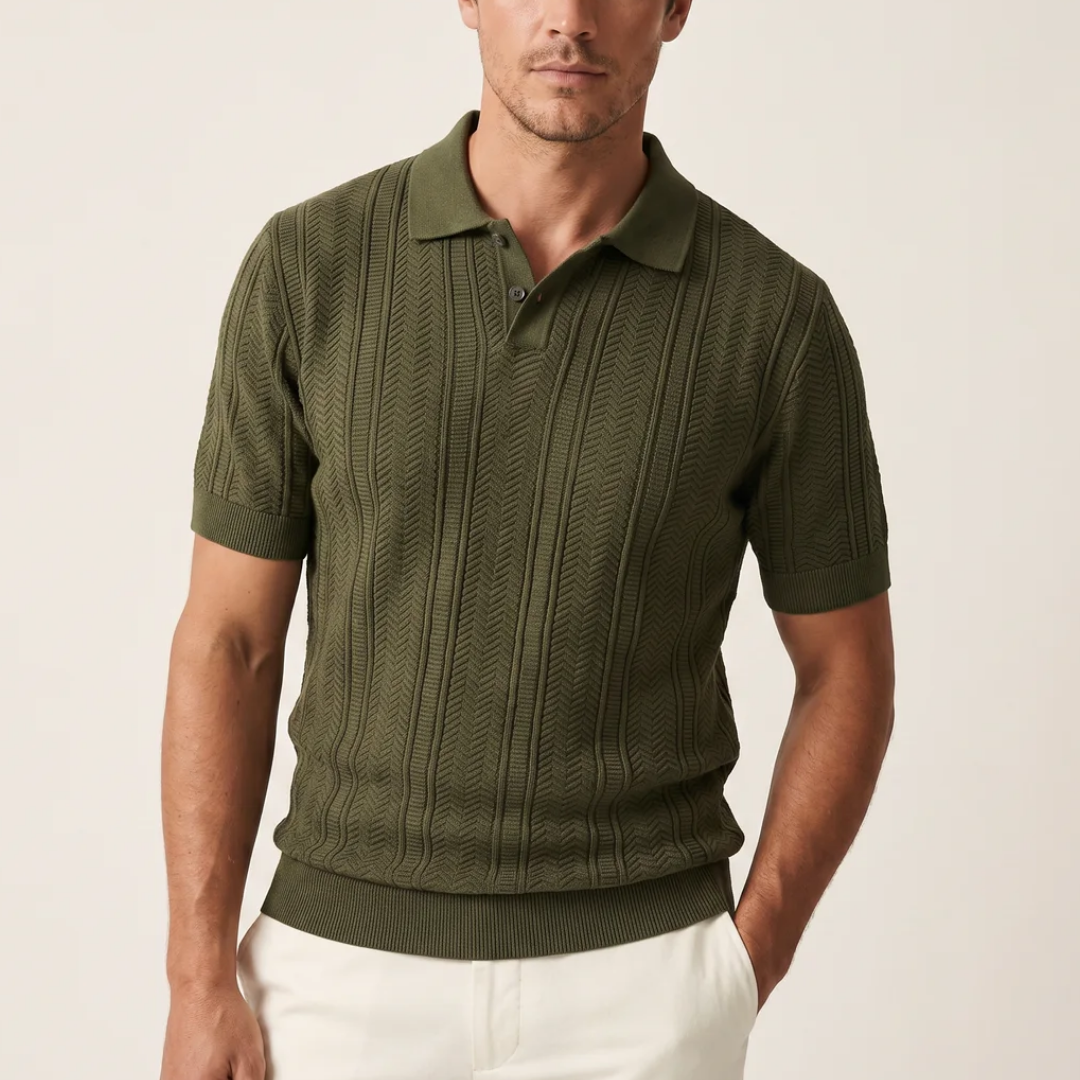 Men's Textured Knit Polo Shirt