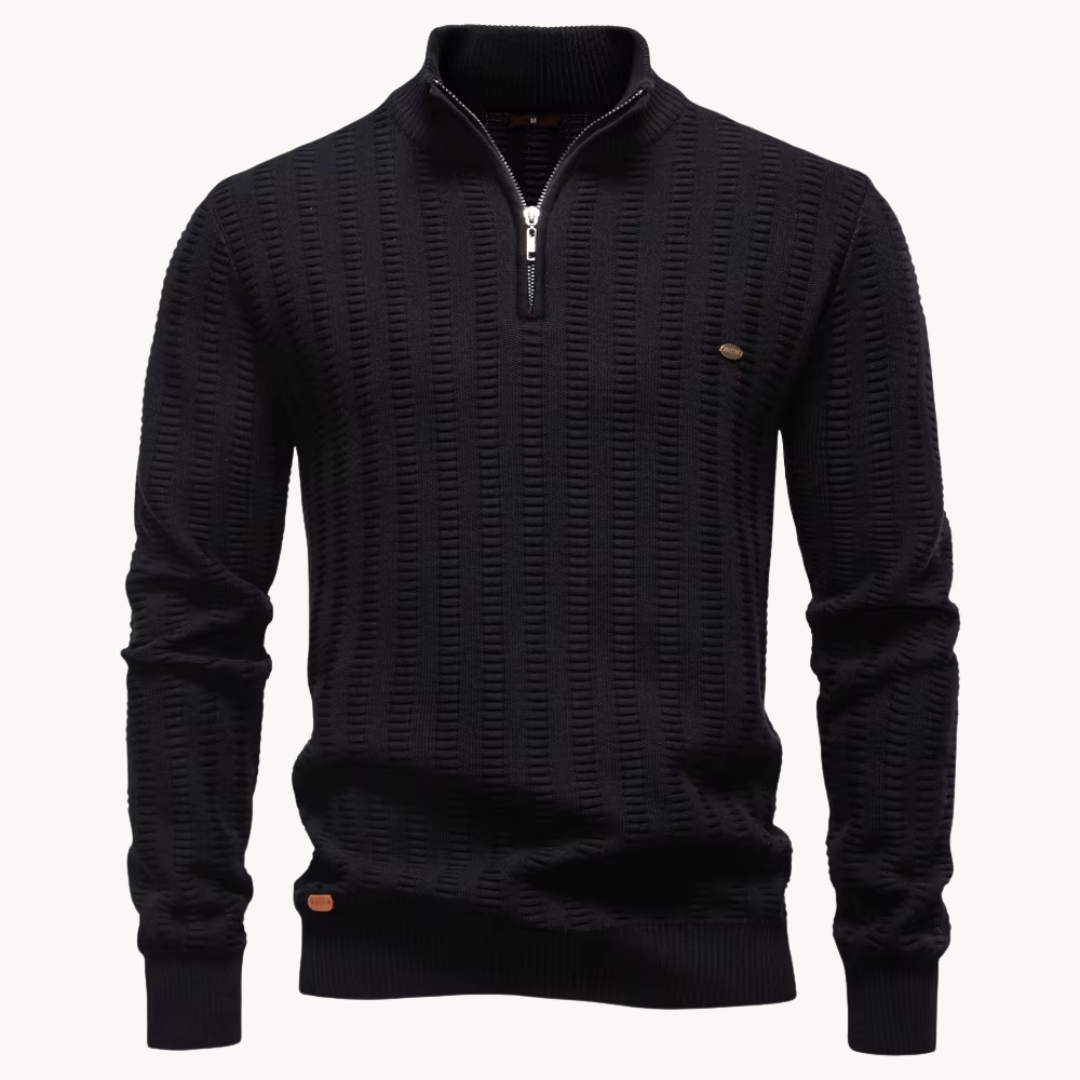 Men's Textured Quarter Zip Sweater