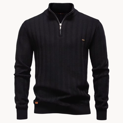 Men's Textured Quarter Zip Sweater