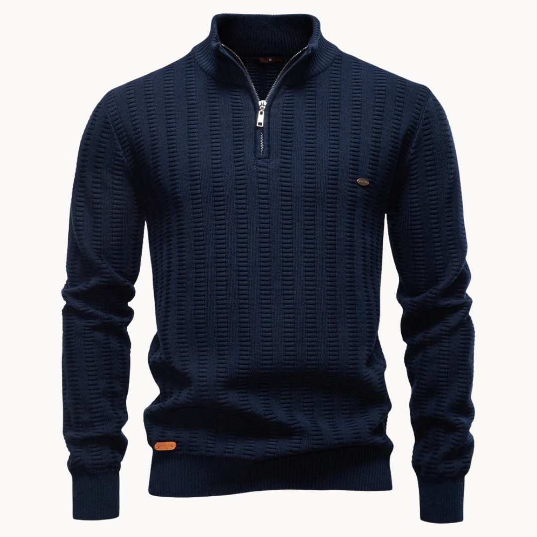 Men's Textured Quarter Zip Sweater