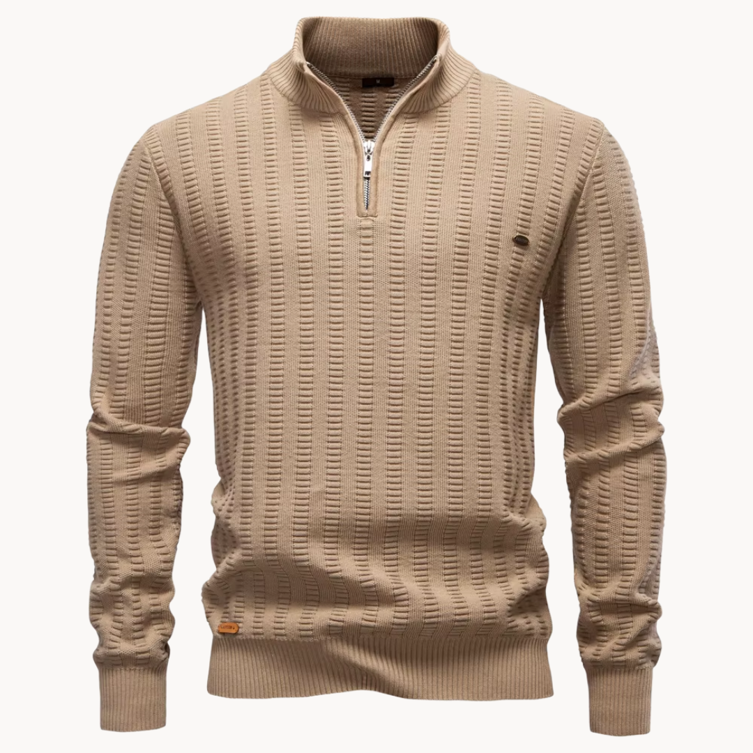 Men's Textured Quarter Zip Sweater