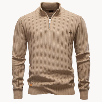 Men's Textured Quarter Zip Sweater