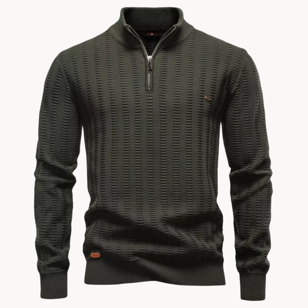 Men's Textured Quarter Zip Sweater