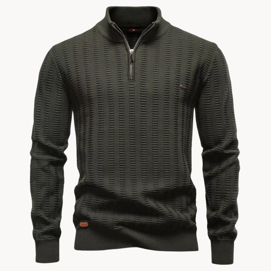 Men's Textured Quarter Zip Sweater