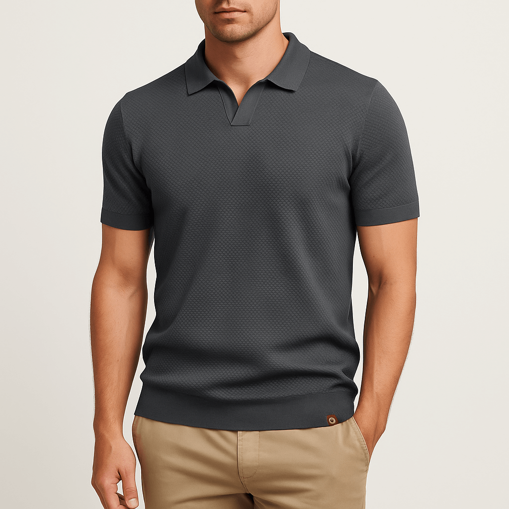 Men's Textured Short Sleeve Polo Shirt