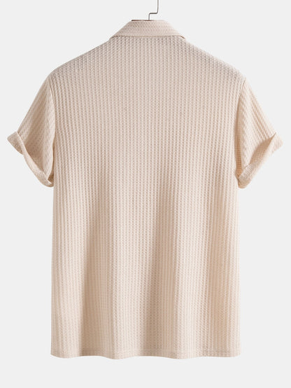 Men's Textured Short Sleeve Polo Shirt