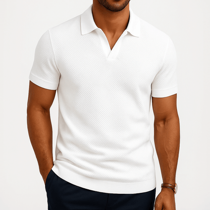 Men's Textured Short Sleeve Polo Shirt
