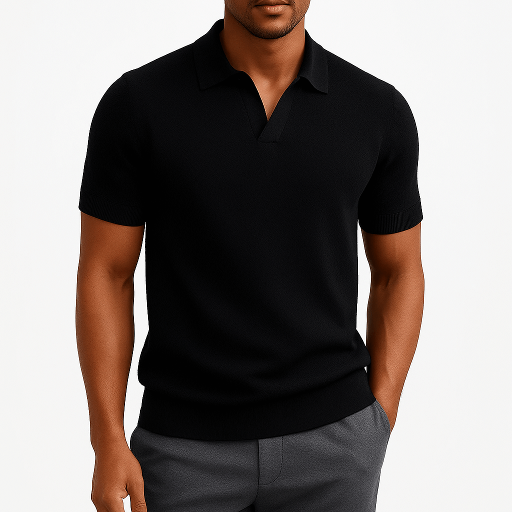 Men's Textured Short Sleeve Polo Shirt