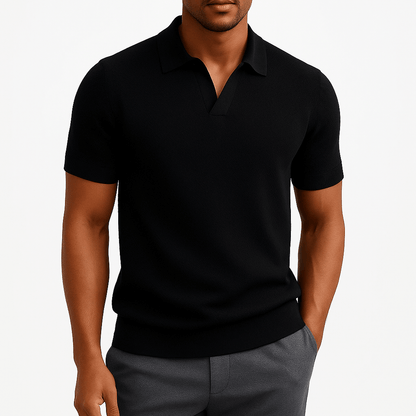 Men's Textured Short Sleeve Polo Shirt
