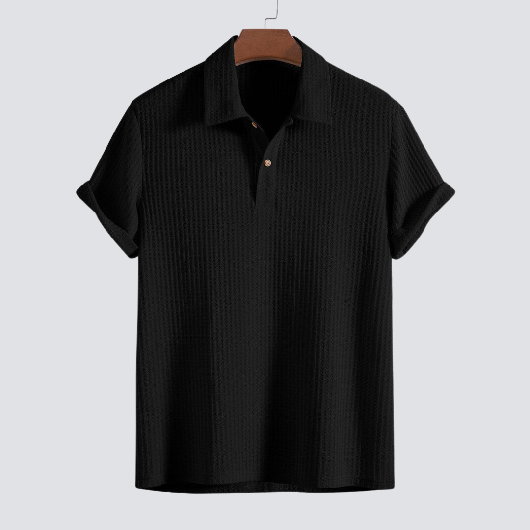 Men's Textured Short Sleeve Polo Shirt
