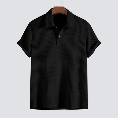 Men's Textured Short Sleeve Polo Shirt