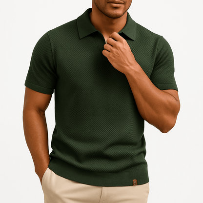 Men's Textured Short Sleeve Polo Shirt