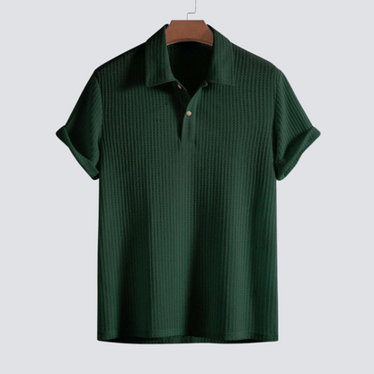 Men's Textured Short Sleeve Polo Shirt