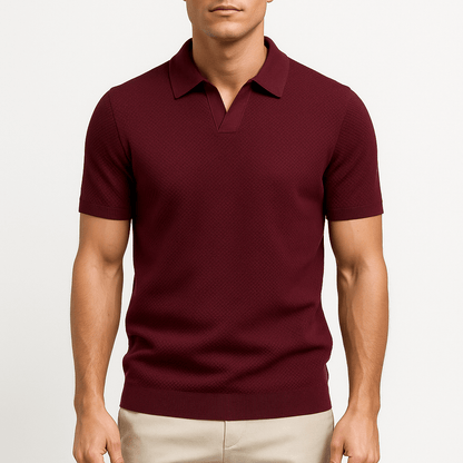 Men's Textured Short Sleeve Polo Shirt