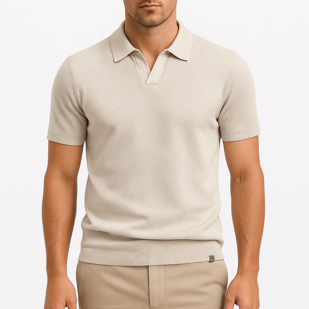 Men's Textured Short Sleeve Polo Shirt
