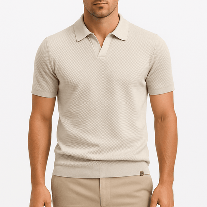 Men's Textured Short Sleeve Polo Shirt