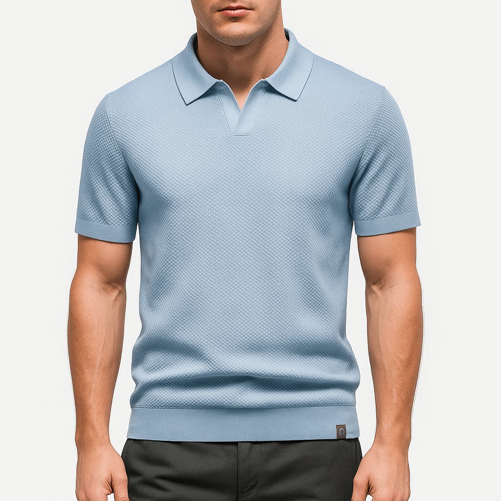 Men's Textured Short Sleeve Polo Shirt