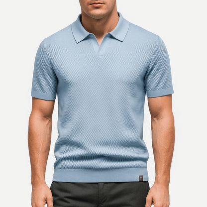 Men's Textured Short Sleeve Polo Shirt